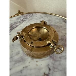Vintage Brass Ship Porthole Ashtray with hinged lid